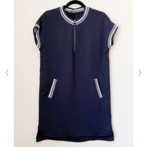 ZARA  NAVY DRESS WITH ZIPPER/ STRIPES XS